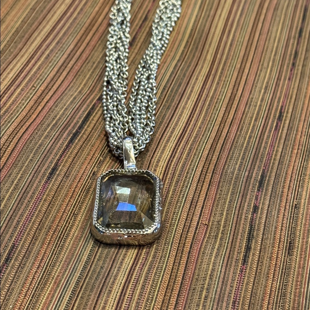 Mint Chicos Pendant Silver Stone Necklace 22” $79!! - Picture 2 of 3